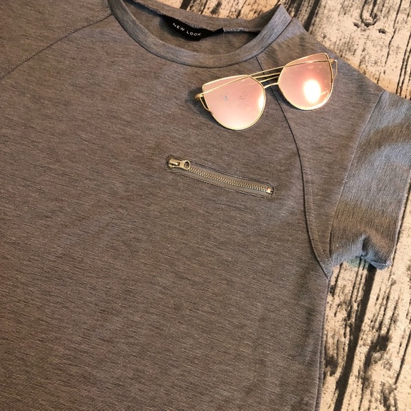 Gray Shift Dress with Rounded Hem - Picture 2 of 6